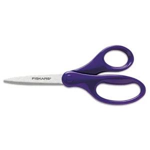Student Scissors, Pointed Tip, 7″ Long, 3″ Cut Length, Straight Handles, Randomly Assorted Colors