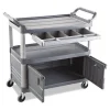 Xtra Instrument Cart with Locking Storage Area, Plastic, 3 Shelves, 300 lb Capacity, 20" x 40.63" x 37.8", Gray - Image 2