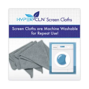 HYPERCLN Screen Cloths, 8 x 8, Unscented, Blue, 3/Pack
