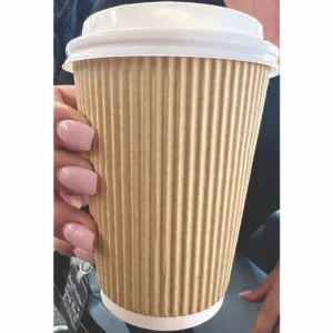 Ripple Hot Cups, 12 oz, Kraft/White, 500/Carton