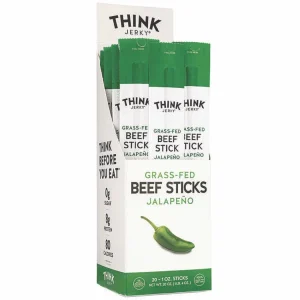 Jalapeno 100% Grass-Fed Beef Sticks, 1 oz Individually Wrapped Sticks, 20/Carton, Ships in 1-3 Business Days