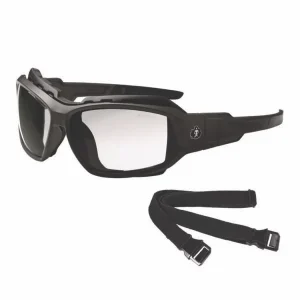 Skullerz LOKI Anti-Scratch/Anti-Fog Convert Safety Spoggles,Strap, Matte Black Frame, Clear Poly Lens, Ships in 1-3 Bus Days