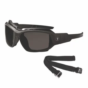 Skullerz LOKI Anti-Scratch/Anti-Fog Convert Safety Spoggles, Strap, Matte Black Frame,Smoke Poly Lens, Ships in 1-3 Bus Days