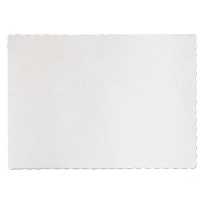 Knurl Embossed Scalloped Edge Placemats, 9.5 X 13.5, White, 1,000/carton