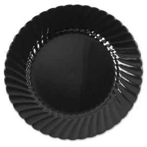 Classicware Plastic Plates, 6″ Dia, Black, 10/pack, 18 Packs/carton