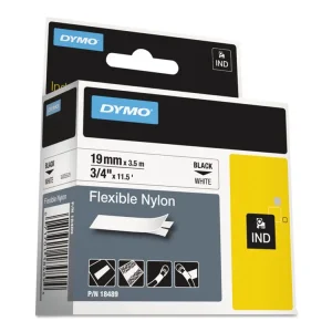 Rhino Flexible Nylon Industrial Label Tape, 0.75″ X 11.5 Ft, White/black Print