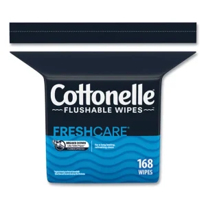 Fresh Care Flushable Cleansing Cloths, 1-Ply, 5 x 7.25, White, 168/Pack