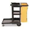 Multi-Shelf Cleaning Cart, Plastic, 4 Shelves, 1 Bin, 20" x 45" x 38.25", Black - Image 2
