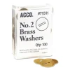 #2 Washers for Two-Prong Fasteners, 1.25″ Diameter, Brass, 100/Box