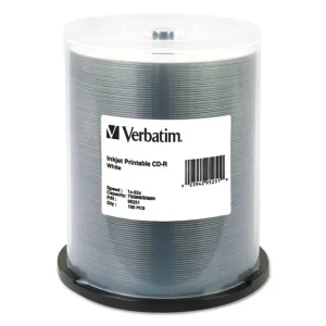 CD-R Printable Recordable Disc, 700 MB/80 min, 52x, Spindle, White, 100/Pack