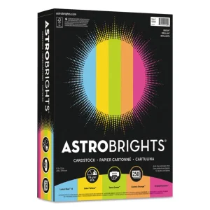 Color Cardstock -“Bright” Assortment, 65 lb Cover Weight, 8.5 x 11, Assorted, 250/Pack