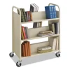 Steel Double-Sided Book Cart, Metal, 6 Shelves, 300 lb Capacity, 36" x 18.5" x 43.5", Sand - Image 2