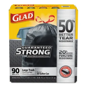 Drawstring Large Trash Bags, 30 Gal, 1.05 Mil, 30″ X 33″, Black, 90/carton
