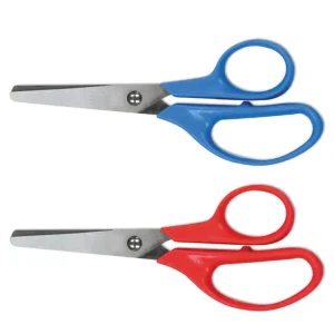 Kids’ Scissors, Rounded Tip, 5″ Long, 1.75″ Cut Length, Assorted Straight Handles, 2/pack