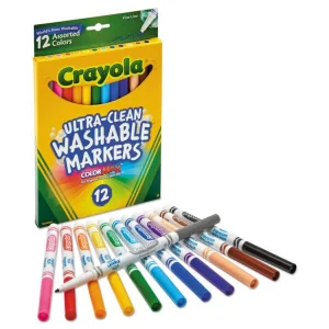 Ultra-Clean Washable Markers, Fine Bullet Tip, Assorted Colors, Dozen