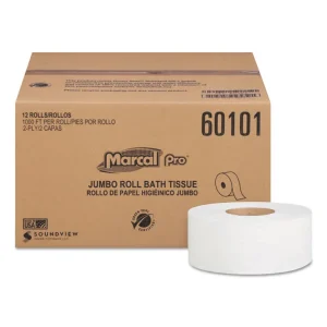 100% Recycled Bathroom Tissue, Septic Safe, 2-Ply, White, 3.3″ x 1,000 ft, 12 Rolls/Carton