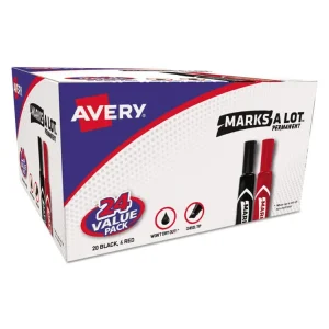 Marks A Lot Regular Desk-Style Permanent Marker Value Pack, Broad Chisel Tip, Assorted Colors, 24/pack (98187)