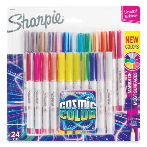 Cosmic Color Permanent Markers, Extra-Fine Needle Tip, Assorted Cosmic Colors, 24/pack