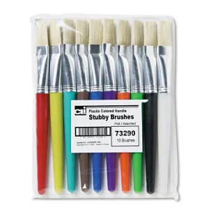 Stubby Brush Set, Natural Bristle, Flat Profile, 10/set