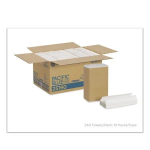 Pacific Blue Basic C-Fold Paper Towel, 1-Ply, 10.1 x 12.7, White, 240/Pack, 10 Packs/Carton