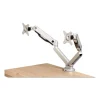 Dual Monitor Arm w/USB, 21″ Monitors, 360 deg Rotation/Pan,+15 deg/-85 deg Tilt, Silver, Up to 19.8lb, Ships in 7-10 Bus Days
