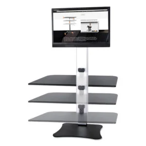 High Rise Electric Standing Desk Workstation, Single Monitor, 28″ x 23″ x 20.25″, Black/Aluminum, Ships in 1-3 Business Days