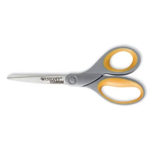 Titanium Bonded Scissors, 8″ Long, 3.5″ Cut Length, Gray/yellow Straight Handle