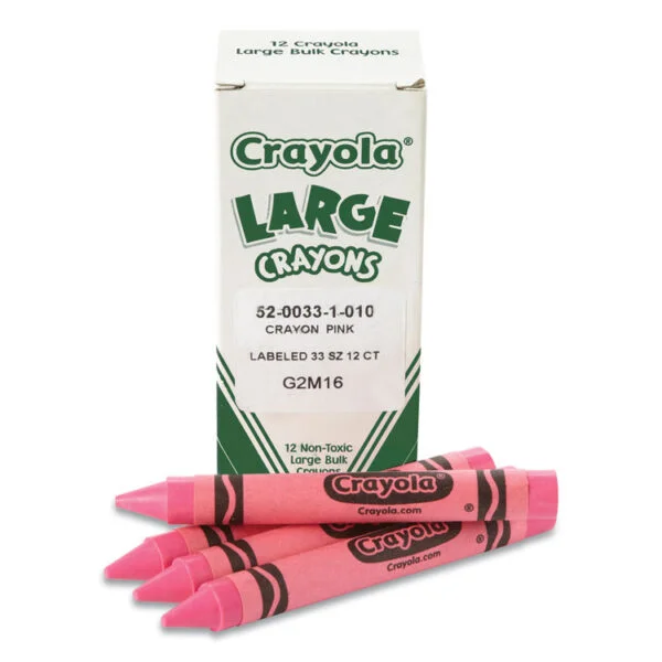 Large Crayons, Carnation Pink, 12/box