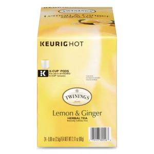 Tea K-Cups, Lemon Ginger, 0.11 Oz K-Cups, 24/box