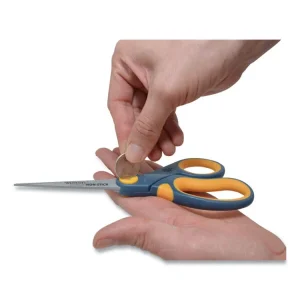 Non-Stick Titanium Bonded Scissors, 8″ Long, 3.25″ Cut Length, Gray/yellow Straight Handle