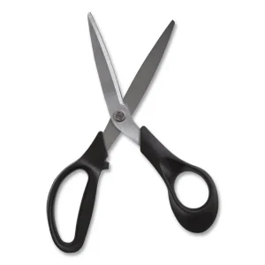 Stainless Steel Scissors, 8″ Long, 3.58″ Cut Length, Black Offset Handle
