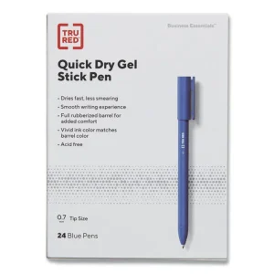 Quick Dry Gel Pen, Retractable, Fine 0.5 Mm, Blue Ink, Blue Barrel, Dozen