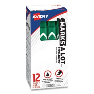 Marks A Lot Regular Desk-Style Permanent Marker, Broad Chisel Tip, Green, Dozen (7885)