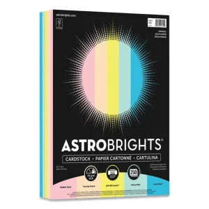 Color Cardstock, 65 lb Cover Weight, 8.5 x 11, Assorted Colors, 250/Pack