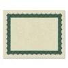 Metallic Border Certificates, 11 X 8.5, Ivory/green With Green Border, 100/pack