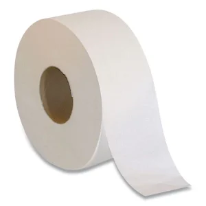 Reduce maintenance time and run-outs. Two-ply jumbo tissue rolls are an affordable option for high traffic restrooms, such as commercial buildings and public spaces. The roll is 1,000 feet long which makes it equivalent to three standard tissue rolls. This reduces the amount of time spent reordering supplies, so you can focus on more important day-to-day operations. The universal design fits most jumbo roll bath tissue dispensers for easy loading.