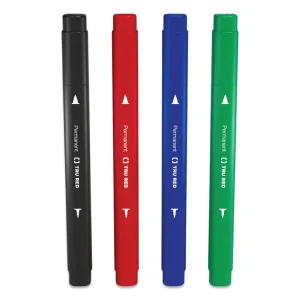 Permanent Marker, Pen-Style Twin-Tip, Extra-Fine/fine Bullet/needle Tips, Assorted Colors, 4/pack