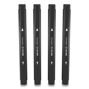 Permanent Marker, Pen-Style Twin-Tip, Extra-Fine/fine Bullet/needle Tips, Black, 4/pack