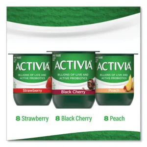 Probiotic Lowfat Yogurt, 4 Oz Cups, Black Cherry/peach/strawberry, 24/pack, Ships In 1-3 Business Days