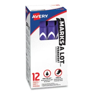 Marks A Lot Large Desk-Style Permanent Marker, Broad Chisel Tip, Purple, Dozen (8884)
