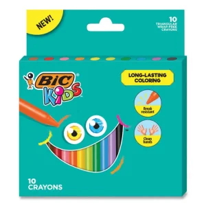 Kids Coloring Triangle Crayons, 10 Assorted Colors, 10/pack