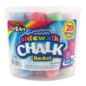 Washable Sidewalk Jumbo Chalk in Storage Bucket with Lid and Handle, 12.63″, 20 Assorted Colors