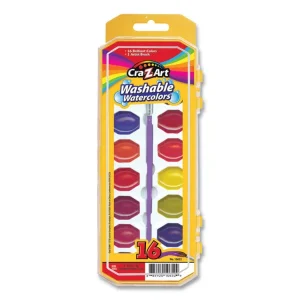 Washable Watercolors, 16 Assorted Colors, Palette Tray