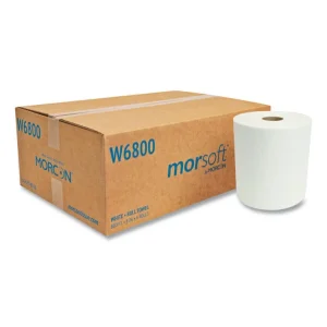 Morsoft Universal Roll Towels, 1-Ply, 8″ x 800 ft, White, 6 Rolls/Carton