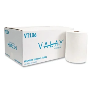 10 Inch Tad Roll Towels, 1-Ply, 10″ X 550 Ft, White, 6 Rolls/carton
