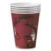 Paper Hot Drink Cups in Bistro Design, 10 oz, Maroon, 300/Carton - Image 3