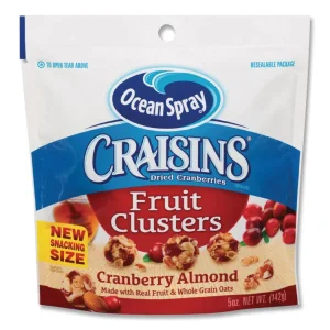 Craisins Fruit Clusters, Cranberry Almond, 5 Oz Resealable Bag, 12/carton