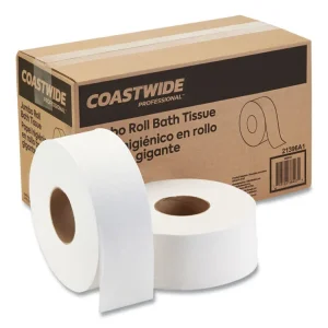 Recycled 2-Ply Jumbo Toilet Paper, Septic Safe, White, 3.55″ x 1,000 ft, 6 Rolls/Carton