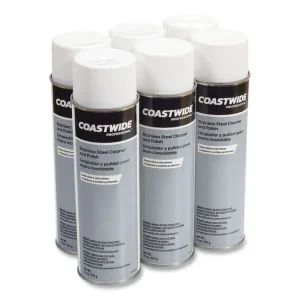 Stainless Steel Cleaner And Polish, Lemon Scent, 15 Oz Aerosol Spray, 6/carton