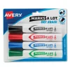 Marks A Lot Desk-Style Dry Erase Marker, Broad Chisel Tip, Assorted Colors, 4/set (24409)